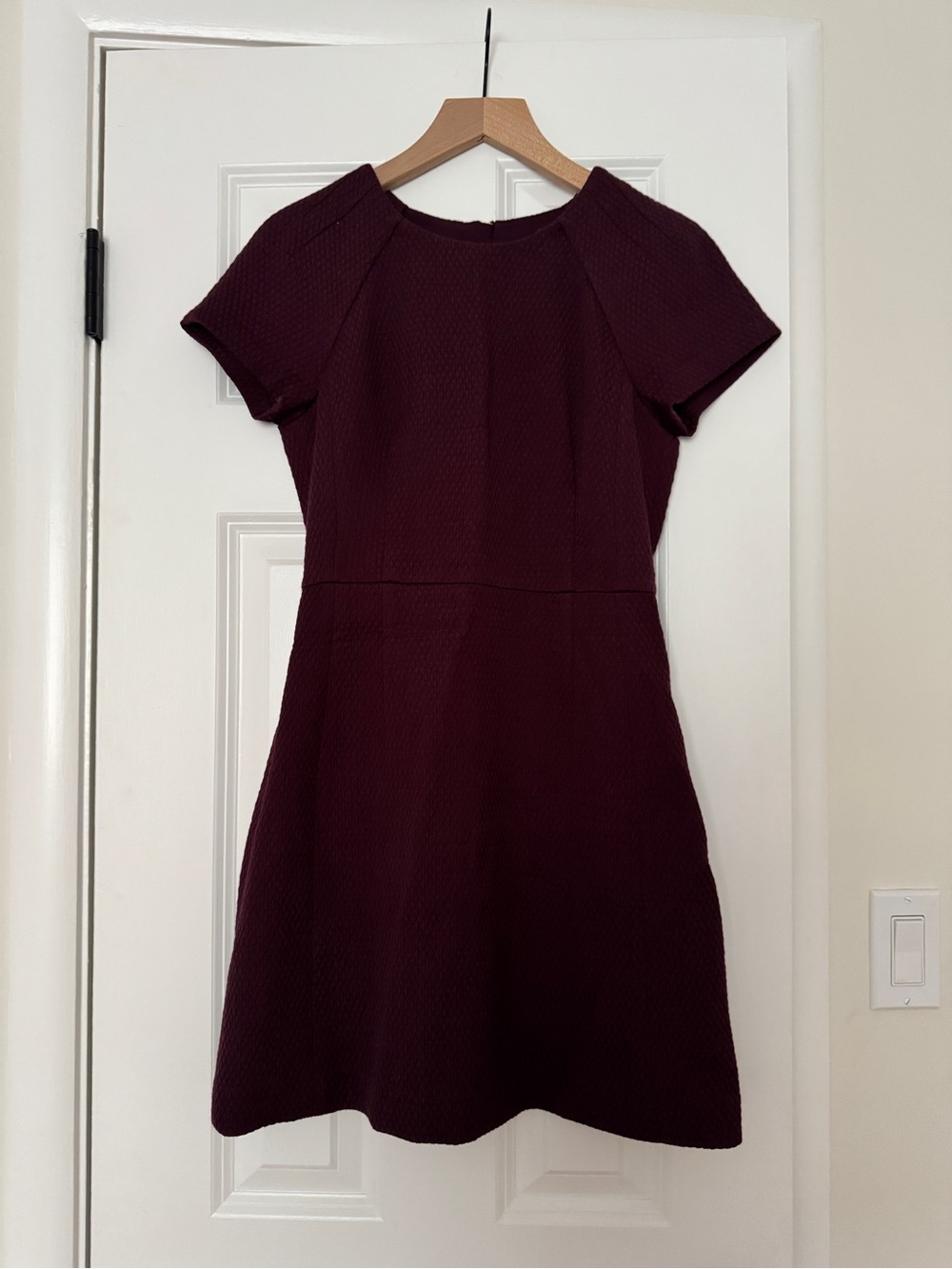 Banana Republic Short-Sleeve Mini Dress in Burgundy 0P